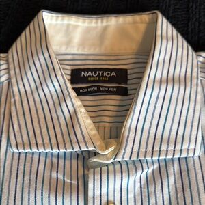 Nautica NON IRON Men's Blue Striped Shirt 16.5